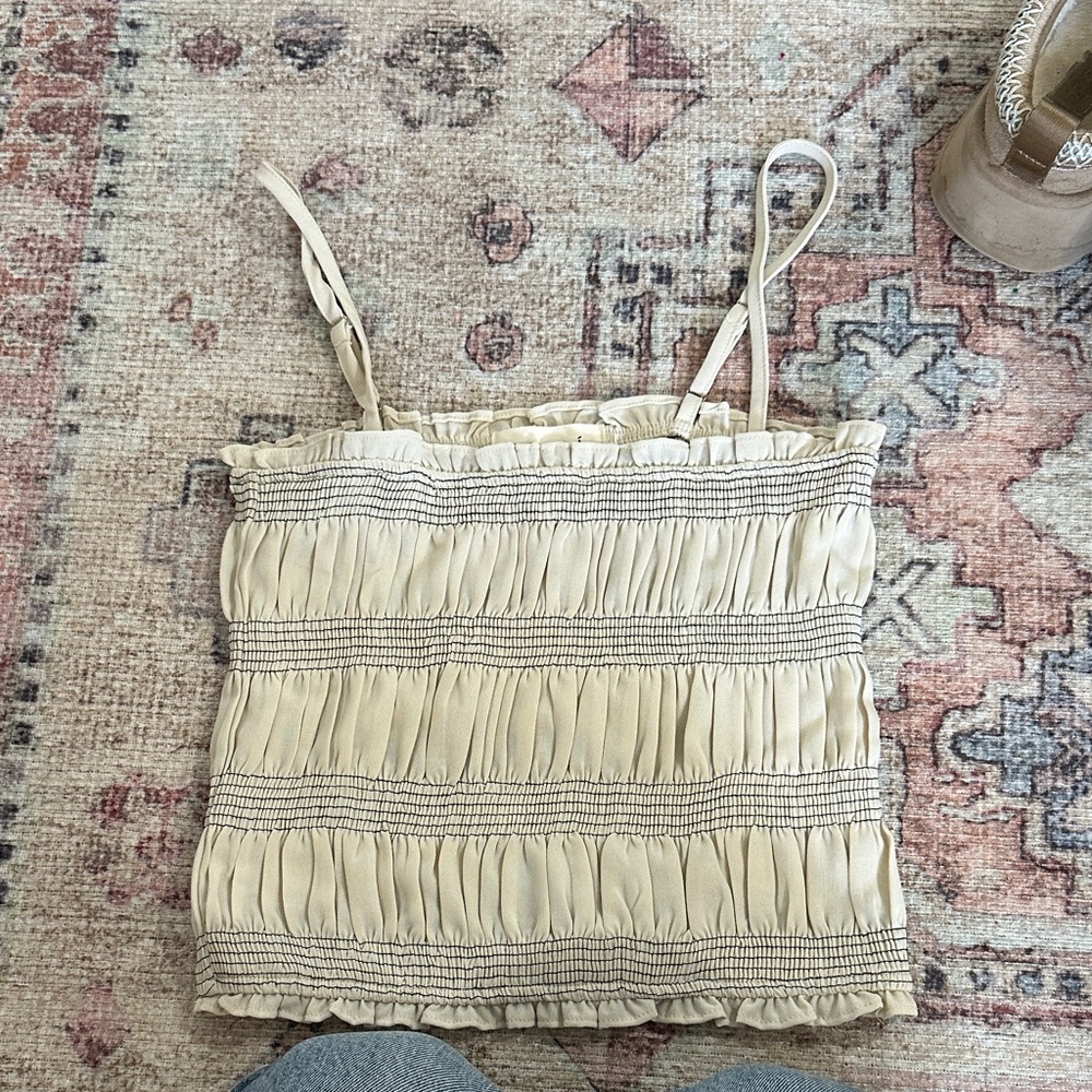 Cream Smocked Women's Top